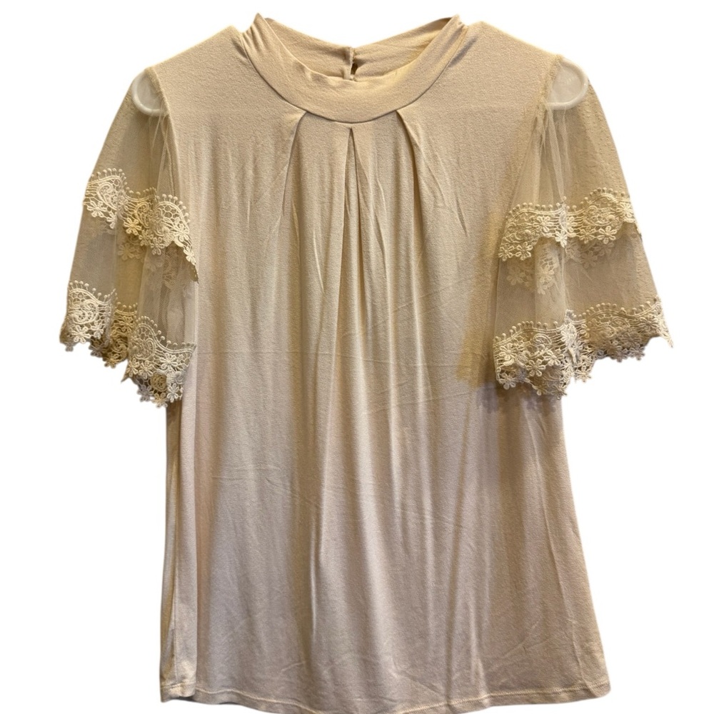 Willow Feminine Romantic Coquette Cottagecore Cream Lace Blouse sz L